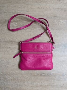 kate spade Hot Pink Pebbled Leather Crossbody with Gold Hardware